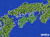 2020年12月14日の四国地方のアメダス(風向・風速)