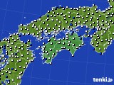 2020年12月21日の四国地方のアメダス(風向・風速)