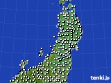 東北地方のアメダス実況(風向・風速)(2020年12月22日)