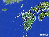 2020年12月25日の九州地方のアメダス(風向・風速)