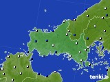 2020年12月25日の山口県のアメダス(風向・風速)