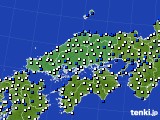 中国地方のアメダス実況(風向・風速)(2021年01月06日)