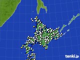 北海道地方のアメダス実況(風向・風速)(2021年01月13日)
