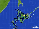 北海道地方のアメダス実況(日照時間)(2021年01月15日)