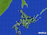 2021年01月16日の北海道地方のアメダス(風向・風速)