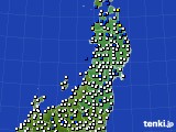 東北地方のアメダス実況(風向・風速)(2021年01月16日)