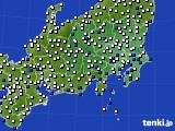 関東・甲信地方のアメダス実況(風向・風速)(2021年01月16日)