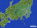 関東・甲信地方のアメダス実況(風向・風速)(2021年01月17日)