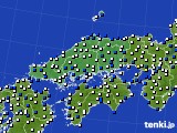 中国地方のアメダス実況(風向・風速)(2021年01月17日)