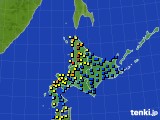 北海道地方のアメダス実況(積雪深)(2021年01月18日)