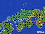中国地方のアメダス実況(日照時間)(2021年01月18日)