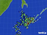 北海道地方のアメダス実況(日照時間)(2021年01月19日)