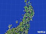 東北地方のアメダス実況(風向・風速)(2021年01月19日)