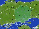 岡山県のアメダス実況(風向・風速)(2021年01月19日)