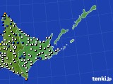 道東のアメダス実況(風向・風速)(2021年01月21日)