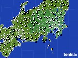 関東・甲信地方のアメダス実況(風向・風速)(2021年01月24日)