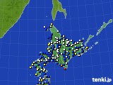 北海道地方のアメダス実況(風向・風速)(2021年02月02日)