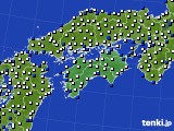 2021年02月03日の四国地方のアメダス(風向・風速)