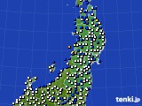 東北地方のアメダス実況(風向・風速)(2021年02月08日)
