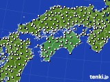 四国地方のアメダス実況(風向・風速)(2021年02月11日)