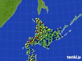 北海道地方のアメダス実況(積雪深)(2021年02月14日)