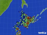 2021年02月14日の北海道地方のアメダス(日照時間)