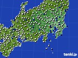関東・甲信地方のアメダス実況(風向・風速)(2021年02月14日)