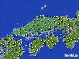 2021年02月18日の中国地方のアメダス(風向・風速)