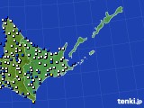 道東のアメダス実況(風向・風速)(2021年02月21日)