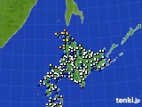 北海道地方のアメダス実況(風向・風速)(2021年02月28日)