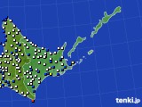 道東のアメダス実況(風向・風速)(2021年03月14日)