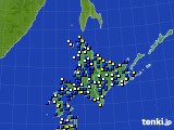北海道地方のアメダス実況(風向・風速)(2021年04月21日)