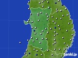 秋田県のアメダス実況(風向・風速)(2021年06月16日)