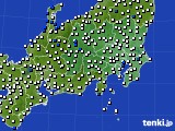 関東・甲信地方のアメダス実況(風向・風速)(2021年06月22日)