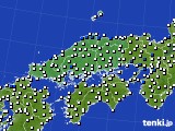 中国地方のアメダス実況(風向・風速)(2021年06月23日)