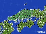 中国地方のアメダス実況(風向・風速)(2021年07月05日)
