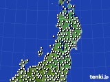東北地方のアメダス実況(風向・風速)(2021年07月08日)