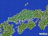 中国地方のアメダス実況(風向・風速)(2021年07月09日)