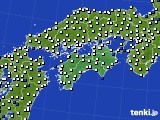 2021年08月03日の四国地方のアメダス(風向・風速)