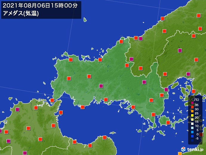 羅漢山(山口県)の過去のアメダス(2021年08月06日) - 日本気象協会 ...