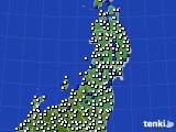 2021年08月07日の東北地方のアメダス(風向・風速)