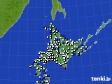 北海道地方のアメダス実況(風向・風速)(2021年08月09日)