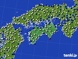 2021年08月09日の四国地方のアメダス(風向・風速)