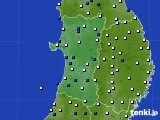 秋田県のアメダス実況(風向・風速)(2021年08月09日)