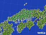 中国地方のアメダス実況(風向・風速)(2021年08月13日)