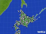 北海道地方のアメダス実況(風向・風速)(2021年08月19日)