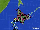 北海道地方のアメダス実況(日照時間)(2021年08月21日)