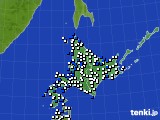 北海道地方のアメダス実況(風向・風速)(2021年08月22日)