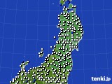 2021年08月24日の東北地方のアメダス(風向・風速)