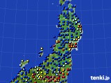 東北地方のアメダス実況(日照時間)(2021年08月25日)